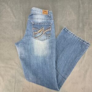 Lei Jeans Ashley Low Rise Bootcut Women's Junior Size 5 Short Blue Denim